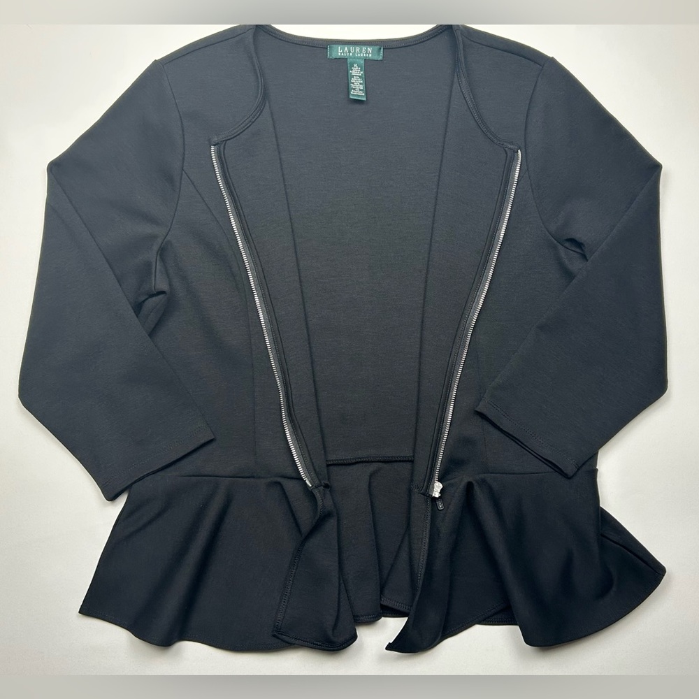 VTG Lauren Ralph Lauren XL Black Peplum Blouse